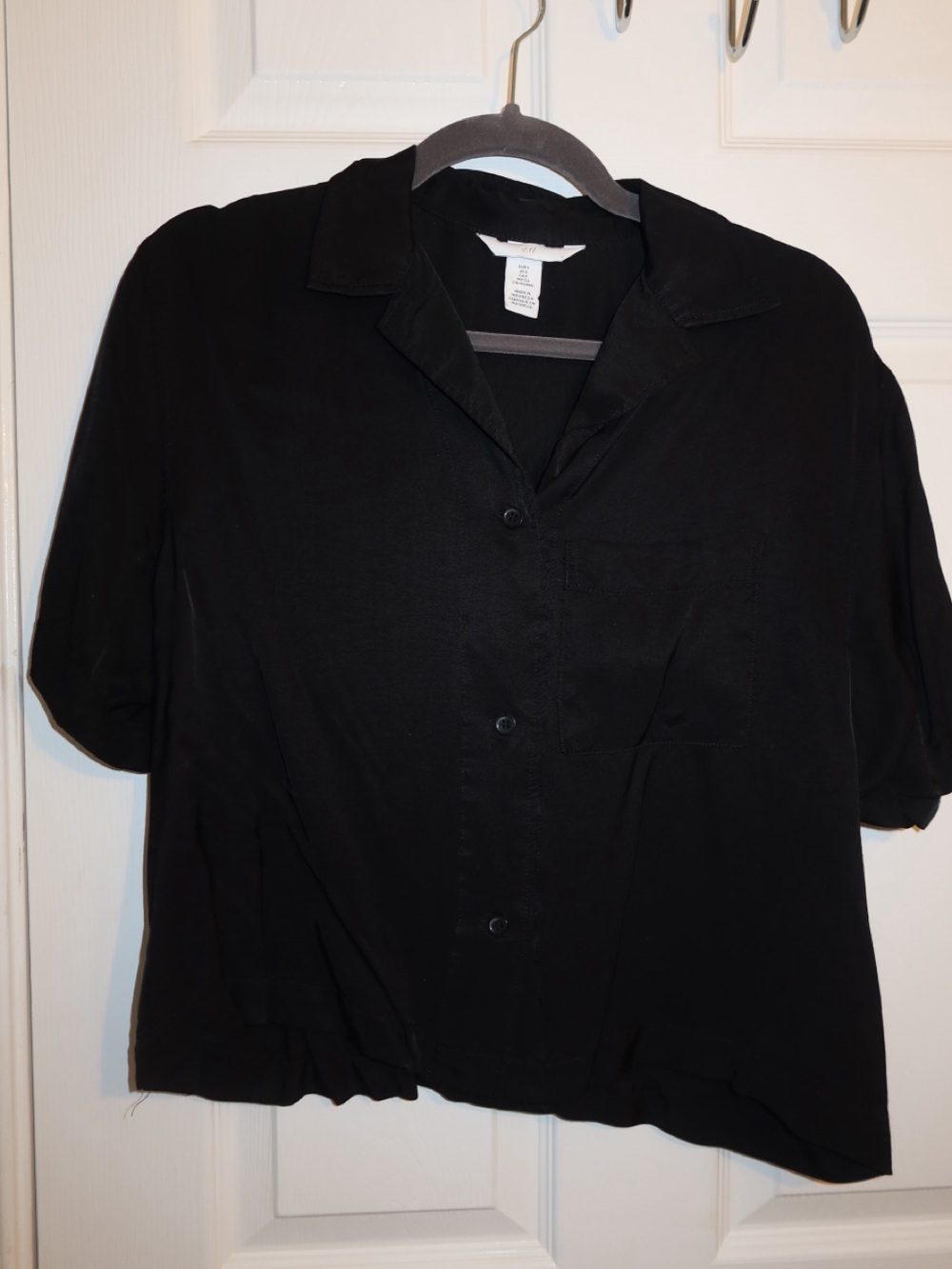 Black womens Button-Up Short Sleeve Shirt